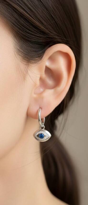 Nina Gümüş Renk Göz Küpe - 1