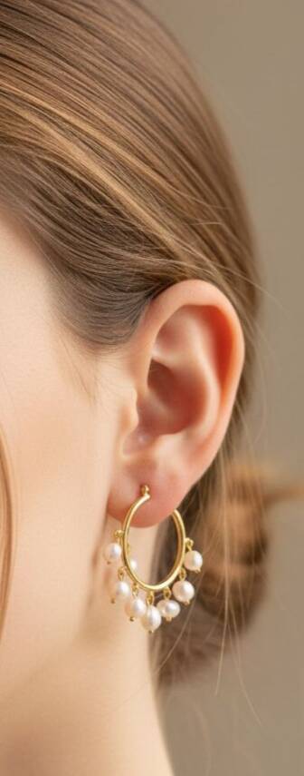 Nina İncili Halka Küpe - 1