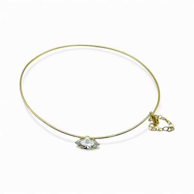 Oval Taşlı Tasma Kolye - (1)