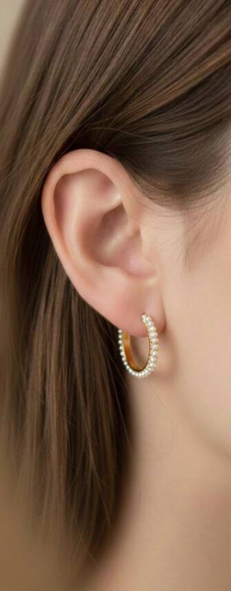 Paula İncili Halka Küpe - 1