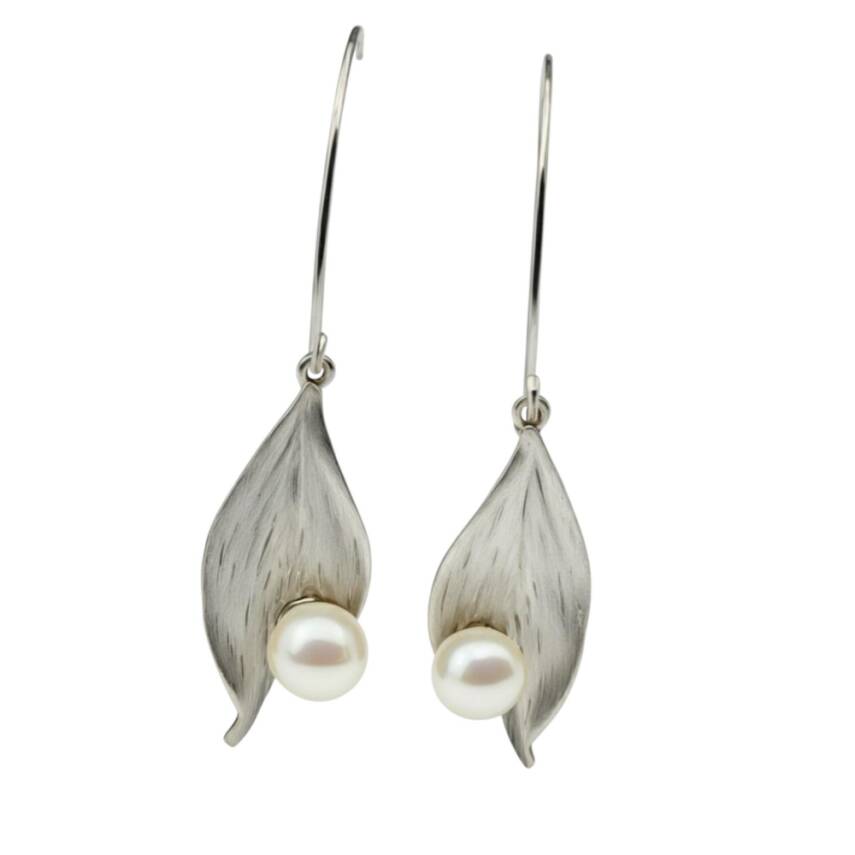 Pearl Yaprak Figürlü İncili Küpe - 2