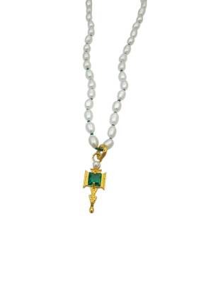 Pearl Yeşil Taşlı Kolye - 