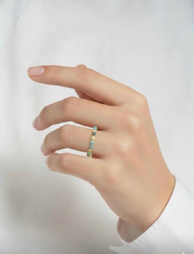 Rainbow Nazar Boncuklu Yüzük - 1