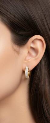 Rene Baget Taş Halka Küpe - Nihan Dulon