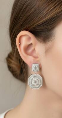 Rose İthal Piramit Küpe - 