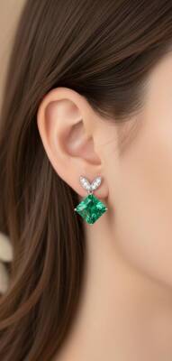 Ruth Zümrüt Taşlı İtalyan Küpe - Nihan Dulon