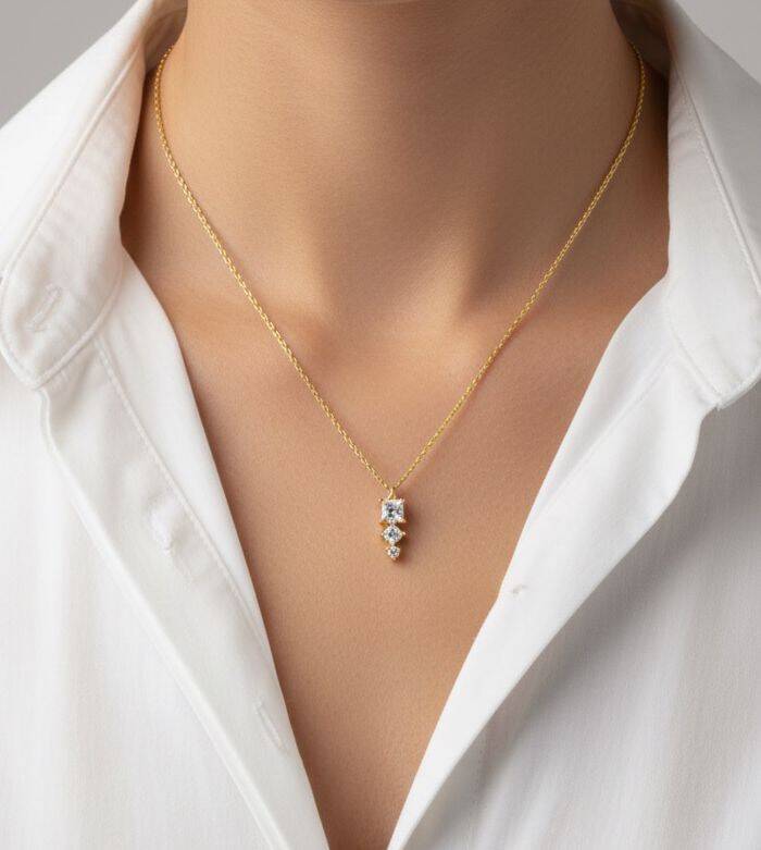 Sandy Baget Taşlı Kolye - 1