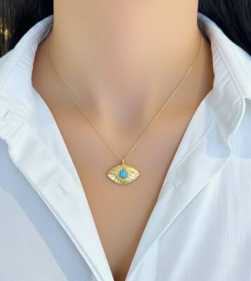 Sandy Mavi Taşlı Kolye - 