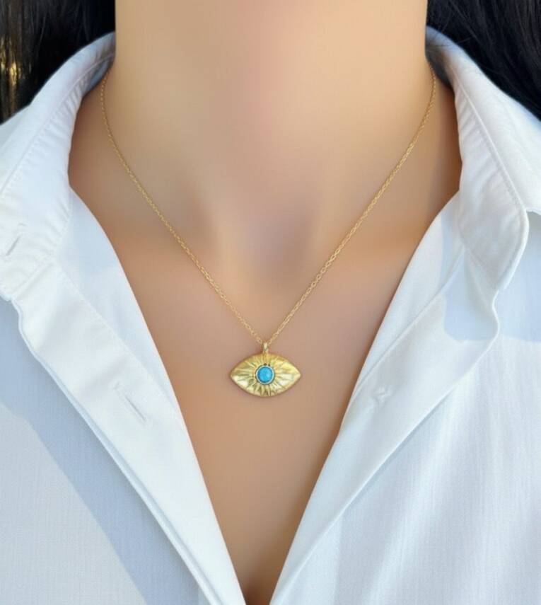 Sandy Mavi Taşlı Kolye - 1